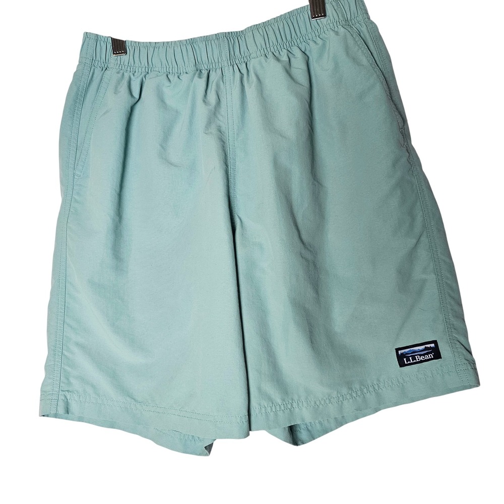 L.L.Bean Men's M‎ Teal Supplex Nylon Quick Dry Hiking Casual Shorts Drawstring